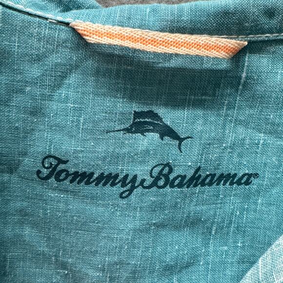 Tommy Bahama Shirt Mens 2XLB Linen Button Up Long Sleeve Teal Blue Coastal - Picture 3 of 7